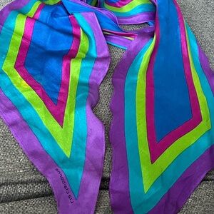 Liz Claiborne Multicolor Scarf - Blue, Green, Purple 100% silk☘️☘️🌹🌹